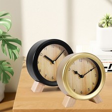 Holz Uhr Quarz Analog Leise Ohne Ticken Tischuhr Retro Uhr Nachttischuhr Deko 