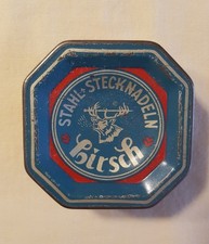 Schöne alte Blechdose   Hirsch Stahl + Stecknadeln   ca. 50er/60er Jahre