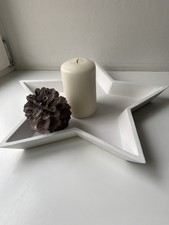 Holz Deko Tablett Stern Weiß Weihnachten Shabby Skandi Impressionen Adventskranz