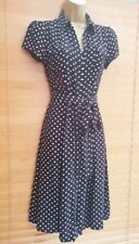 Vintage 40er 50er Jahre Stil schwarz gepunktet Party Shirt Tee Kleid Gr 10 12 