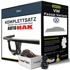 Für VW Passat Variant B3,B4 3A5,35i Anhängerkupplung starr +eSatz 7pol uni. 93-
