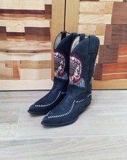 Absolute ŔARITÄT !-Sendra Leder Cowboystiefel -von 1989-mit Indianer Bestickung 