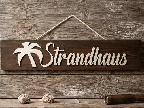 Strandhaus holzschild 3d - strandhaus,