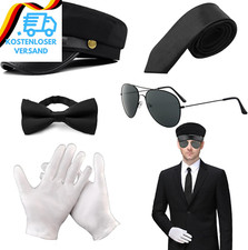 XNIVUIS 5 Stücke Chauffeur Kostüm Zubehör Neuheit Fahrer Kostüm Schwarzer Hut So