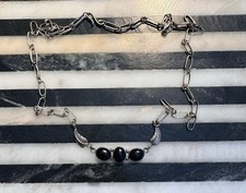 Halskette, Collier Sterling Onyx - Navajo - Indianerschmuck