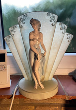 Vintage Art Deco Tablelamp Lampe Figural Lamp Female Beauty Italian Alabaster