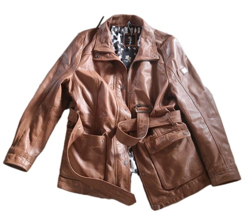Damen lederjacke cognac braun - cognac,