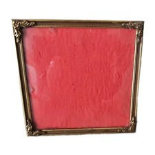 Antik Bilder-Rahmen gold Metall Glas gewölbt Hinstellen quadratisch 11,5x11,5