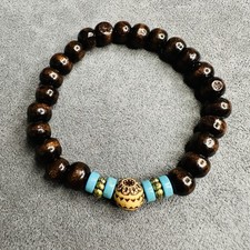 Boho Armband Holz Türkis