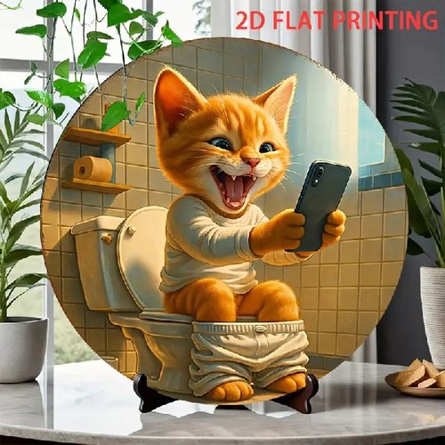 Blechschild rund katze auf - katze,