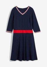 Neu Jerseykleid Gr. 44/46 Dunkelblau Rot Weiß Freizeit-Kleid Jersey-Dress