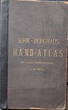 großer SOHR BERGHAUS Handatlas 1877 mit 100 Kupferstich-Karten RAR
