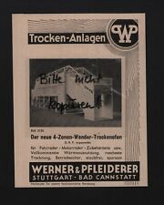 STUTTGART-BAD CANNSTATT, Werbung 1934, Werner & Pfleiderer Trocken-Anlagen