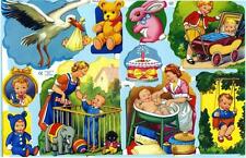 #GLANZBILDER#  MLP 1306, Babies, Babys, Baby mit Storch, süßer Bogen   #