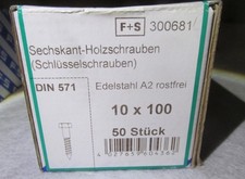50 Stück Schlüsselchrauben Edelstahl  10x100mm  Rostfrei A2 DIN571  /SIMReg6