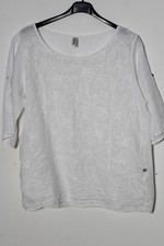 made in Italy Kurzarm Bluse/Shirt mit Stickereien aus 100% Leinen weiß Gr. 40-42