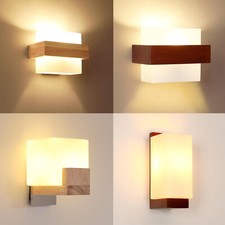 Wandleuchte Innen Vintage Holz Wandlampe Lampenschirm Wandbeleuchtung Nachtlampe