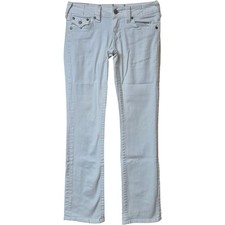 True Religion Billy Jeans Damen Größe 29 weiß Made in USA geknöpfte Taschen