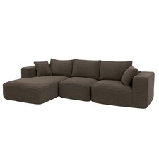 Sofa-Garnitur HWC-P20, Couch Loungesofa, Stoff Cord (370 g/m²) Liegefläche links