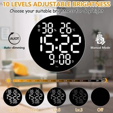 25,4cm Modern Digital LED Wanduhr 24/12 Stunde USB Display Timer Alarm Heim Weiß