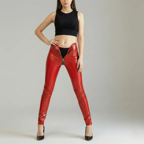 Damen pvc hose mit - hose,