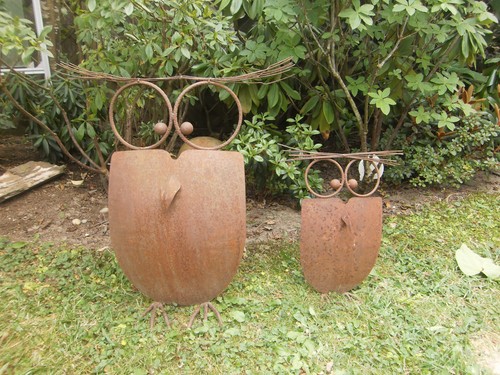 Eulen metall 2er - eulen, rost