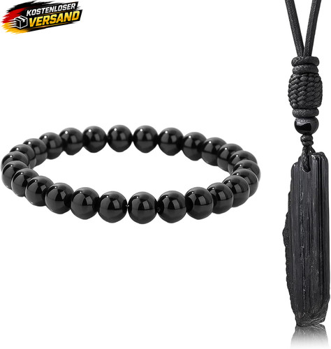 Schwarzer turmalin schmuck - schwarzer, set