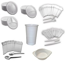 Stabil Plastik Besteck Menüschale Becher Gabel Löffel Teller Messer Trinkbecher