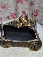 XL Grabschale Beton Pflanzschale Engel Gold Grabschmuck  Grab Buch Bild  Vase