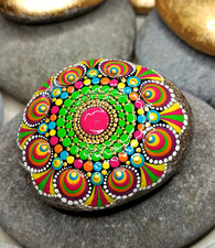 Mandala Stein, bunt, Glücksbringer, Deko, Naturstein vom Bodensee, Einzelstück