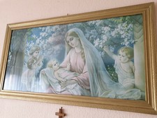 Antikes großes Heiligenbild Schlafzimmerbild GIOVANNI Heilige Mutter mit Kindern