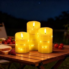 3er-Set Echtwachs LED Kerzen