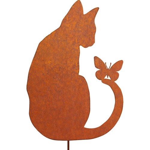Gartenfigur katze rost metall - gartenfigur,
