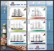 6 Werte Großsegler Hanse Sail Rostock RIDAS Post Kruzenshtern Amundsen Nansen