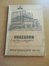 Ersatzteilliste Hagedorn Ladewagen LW3-63 System Weichel auch Stalldungstreuer
