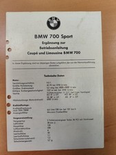 BMW 700 Sport Ergänzung zur Betriebsanleitung Coupe Limousine Automobilia M3