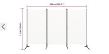 Sichtschutz Spanischewand Paravent 3 teilig 260x180 cm Cream Farben