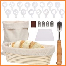Gärkörbchen Oval Gärkorb Set zum Brotbacken Leineneinsatz Komplettes Gärkörbchen