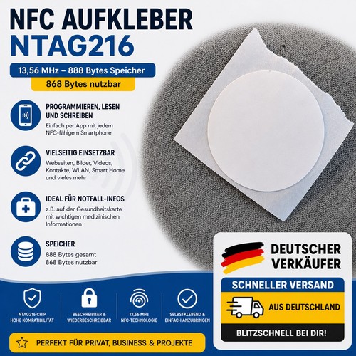 10x nfc aufkleber - 10x, ntag216