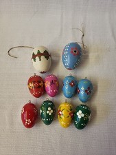 10 Stück Ostereier, Strauchbehang, Holz  Deko Ostern, Erzgebirge, DDR