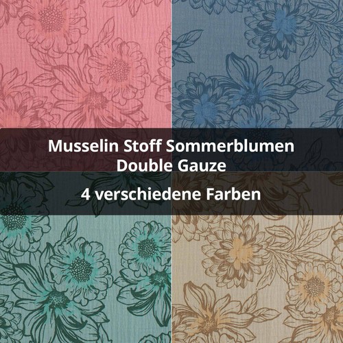 Musselin stoff sommerblumen - stoff,