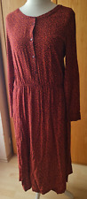 Tom Tailor Kleid Langarm dunkelrot mit Muster in Orange, Gr. 42