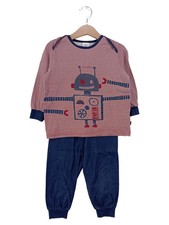 CALIDA Kinder Schlafanzug Gr. 98 Mehrfarbig Gestreift Roboter Baumwolle
