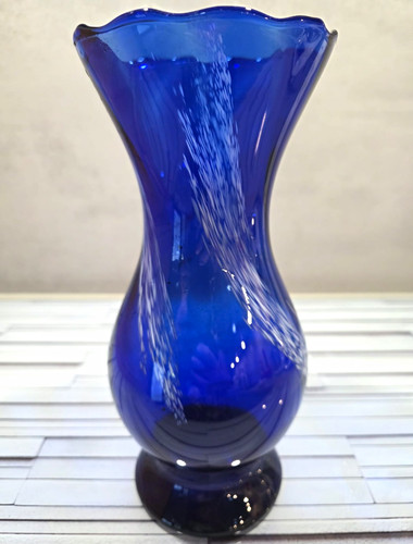 Glasvase mundgeblasen cobalt - glasvase,