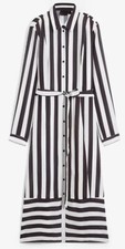 Damen Kleid schwarz weiß gestreift Midi Länge Hemdkragen Gr. 36 bis 52 neu 12389