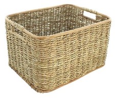 Aufbewahrungs Korb aus Rattan 46x36x28 cm, Schrank Regal Flecht Wäsche Box Kiste