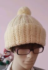 Damenmütze Mütze gehäkelt Woll Butt Bommel Wolle Vanille Buttinette Gelb 
