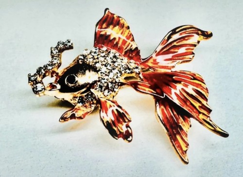 Goldfisch brosche mit strass - strass, &