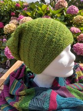 Beanie, Woll-Mütze, Strickmütze, Alpaka, Handarbeit, handgestrickt, grün, neu