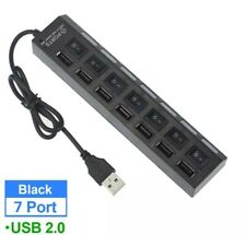 4 oder 7 Fach USB Hub Netzteil Verteiler für PC Laptop mit Schalter Schwarz NEU